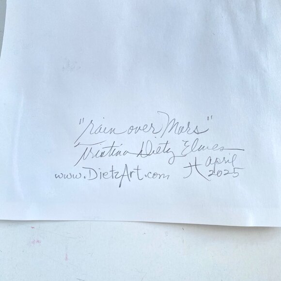 Rain Over Mars Original Acrylic Painting 8x8in Matted Frame Ready Squeegee Art - Picture 6 of 7